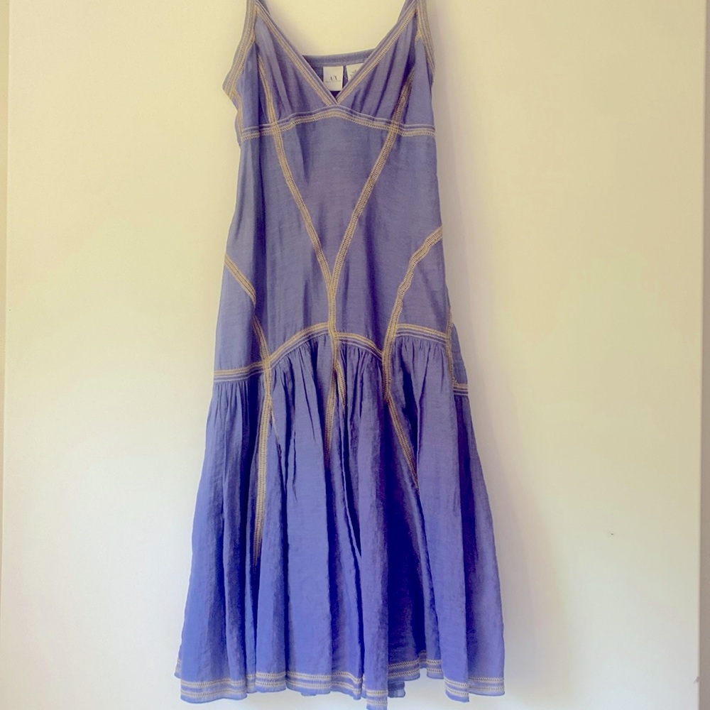 Armani Exchange Purple Midi Dress cotton with Contrast Stitching